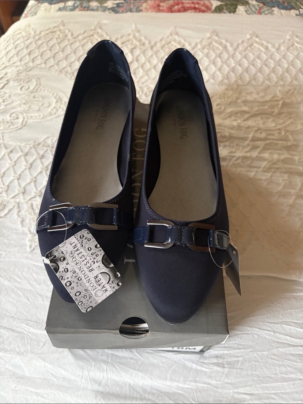 Classic Navy Women's Ballet Flats with Decorative Buckle